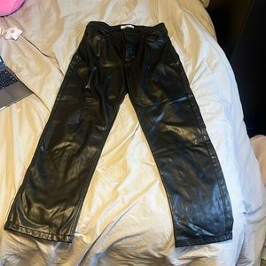 90s straight ultra high rise Abercrombie and fitch leather pants
